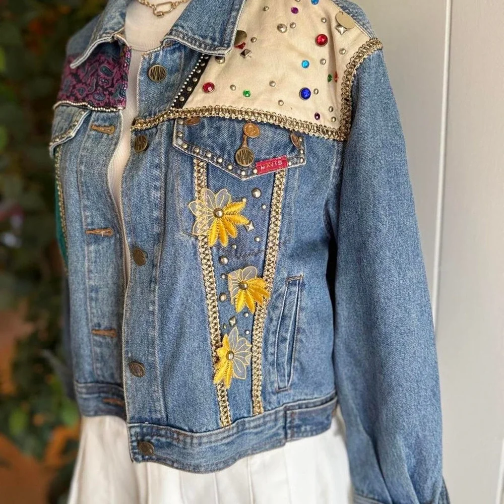 Mavis Denim 100% Cotton Embellished Jacket Women's Size Xs